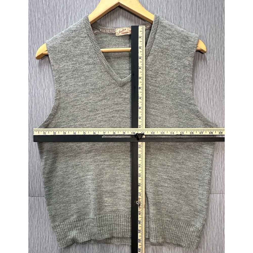 Vintage 50s 60s Jantzen Kharafleece Gray V-Neck Sleeveless Sweater USA Men's - Picture 3 of 4